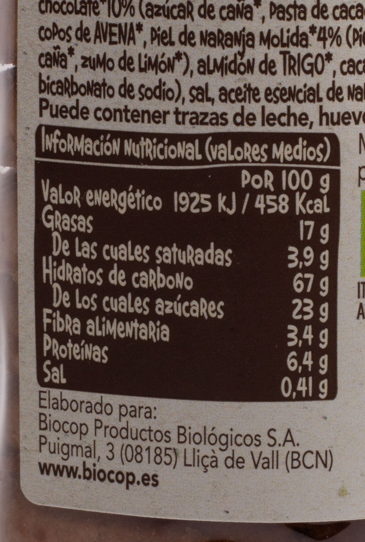 Espelta-chips-de-chocolate-y-naranja ingredientes