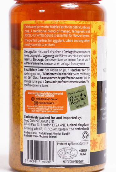 Salsa Amba mango picante etiqueta