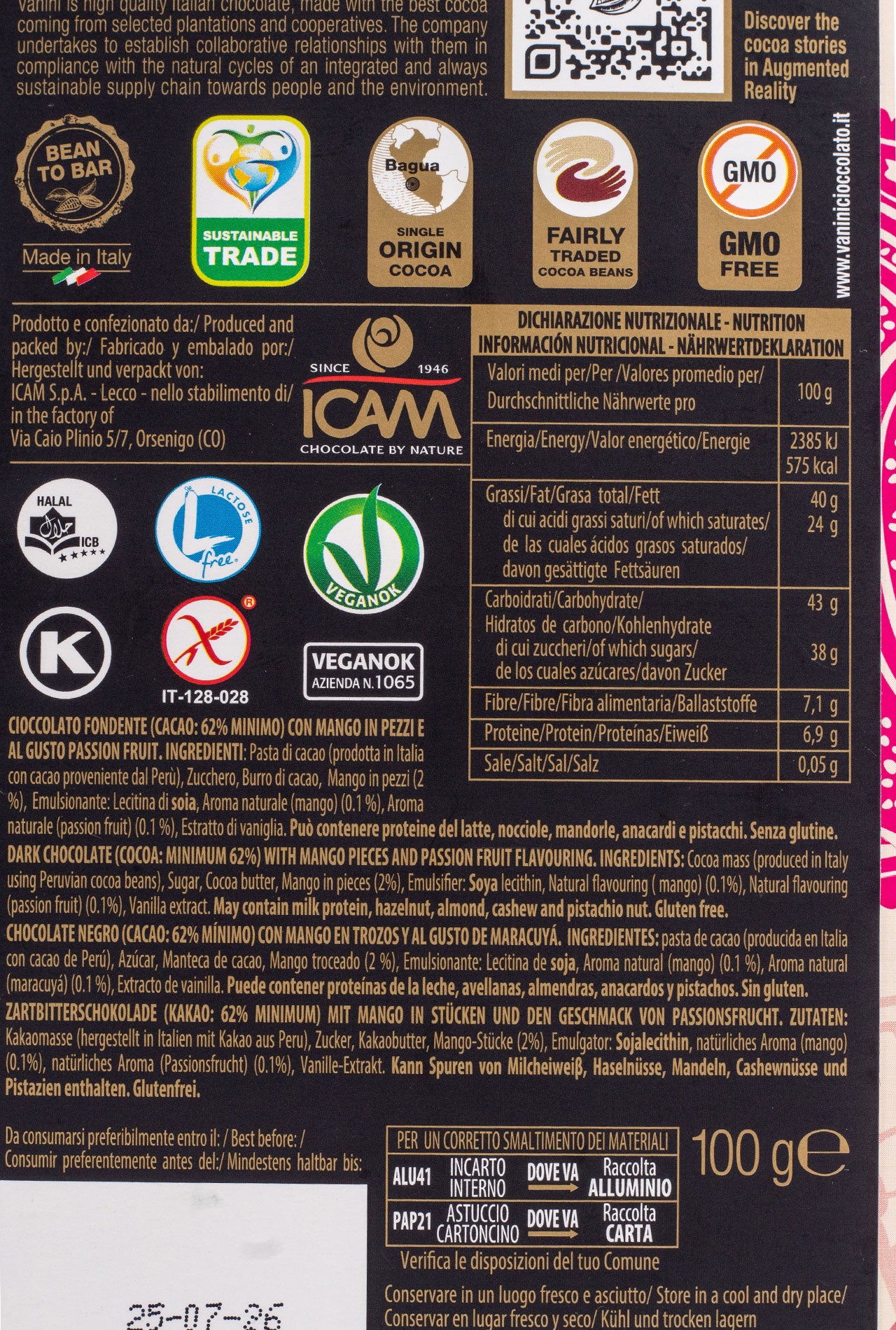 Tableta vanini mango y fruta de la pasion