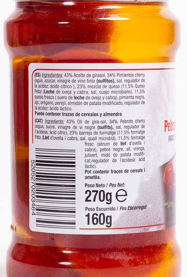 pimientos cherry rellenos queso etiqueta