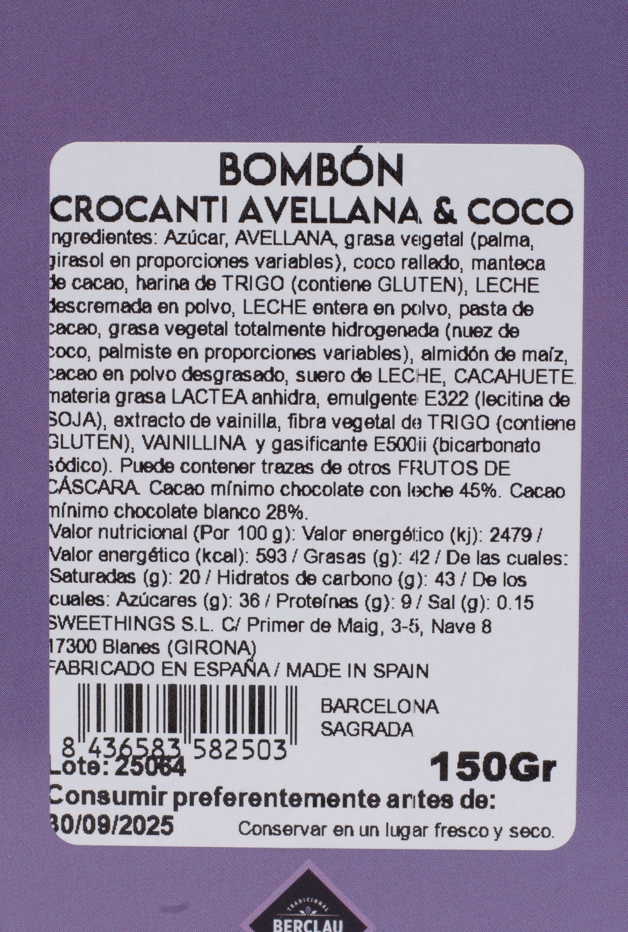 Bombones crocantes avellana y coco 150g