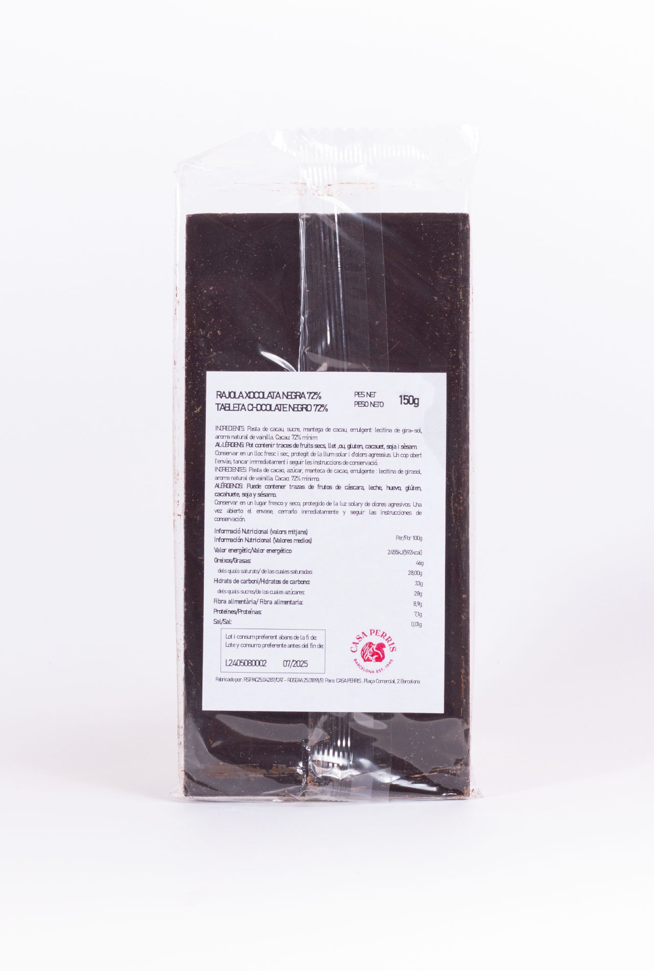 Chocolate tablet 72% cocoa 150g