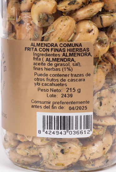 etiqueta almendras finas hierbas