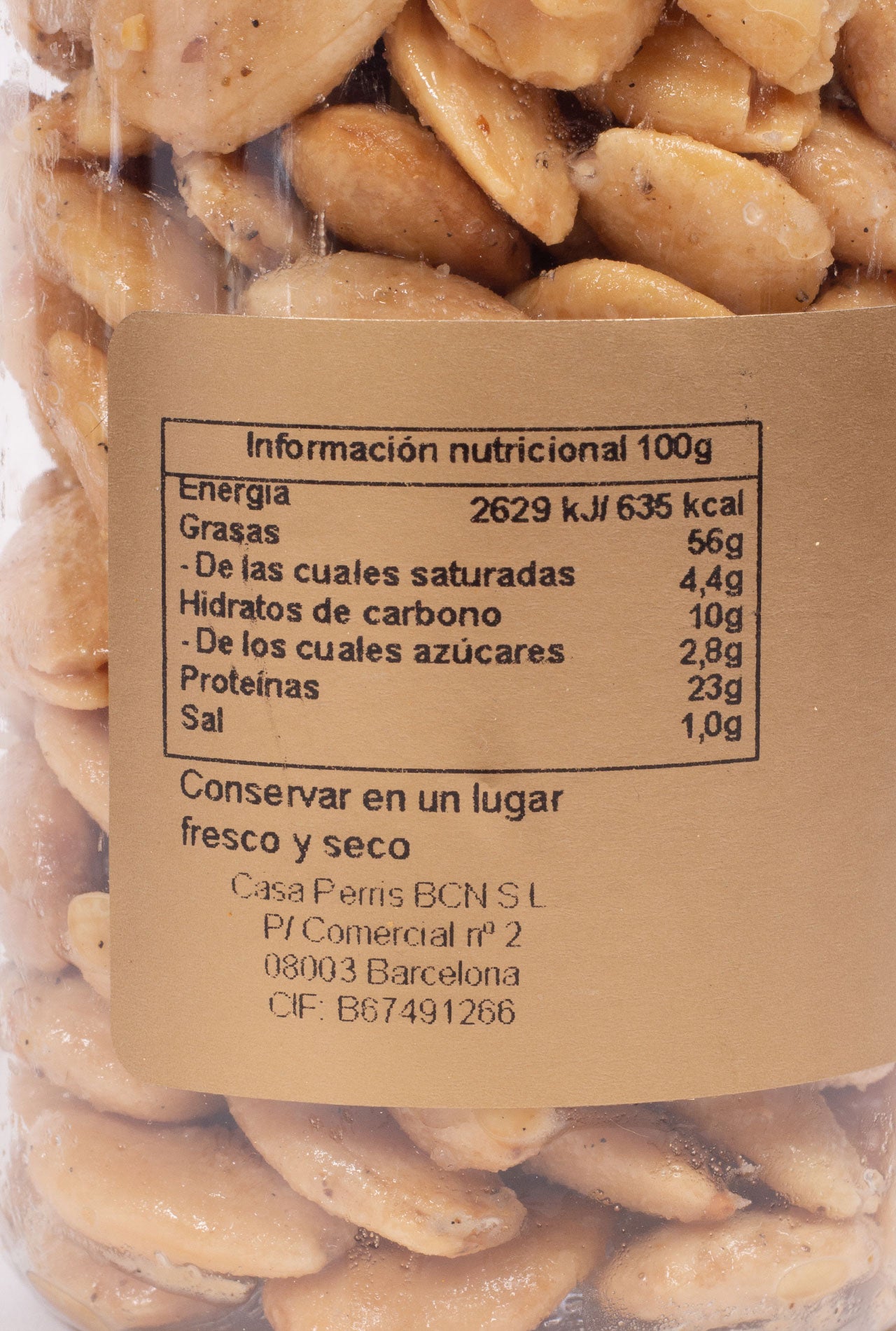 etiqueta envase almendras fritas con trufa