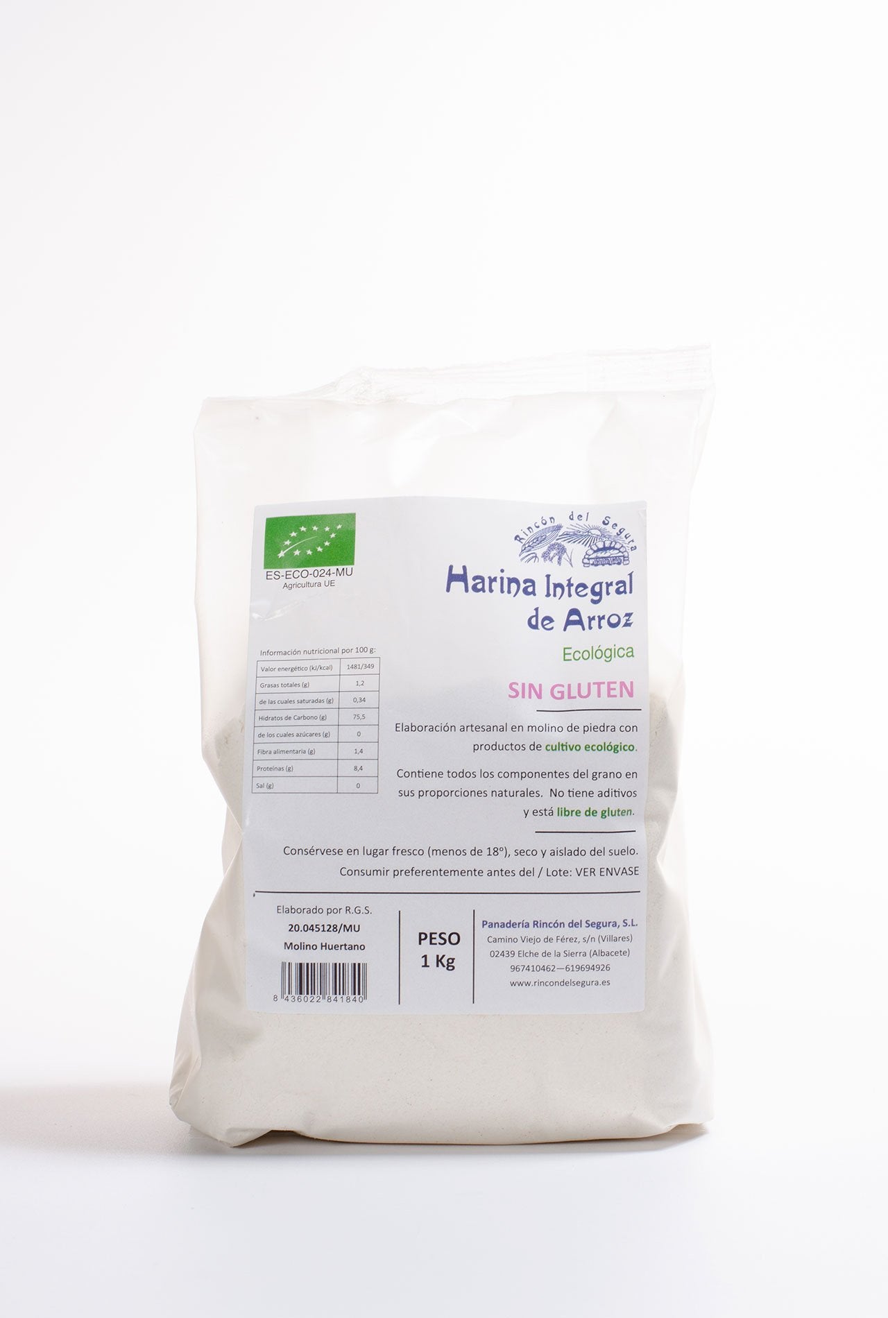 harina integral de arroz eco sin gluten 800g